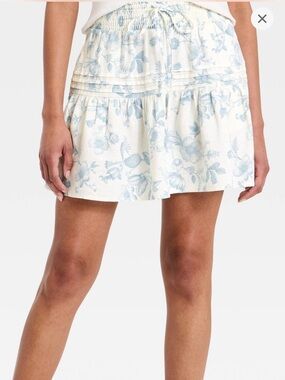 Universal Thread Blue Floral Tiered Mini Skirt